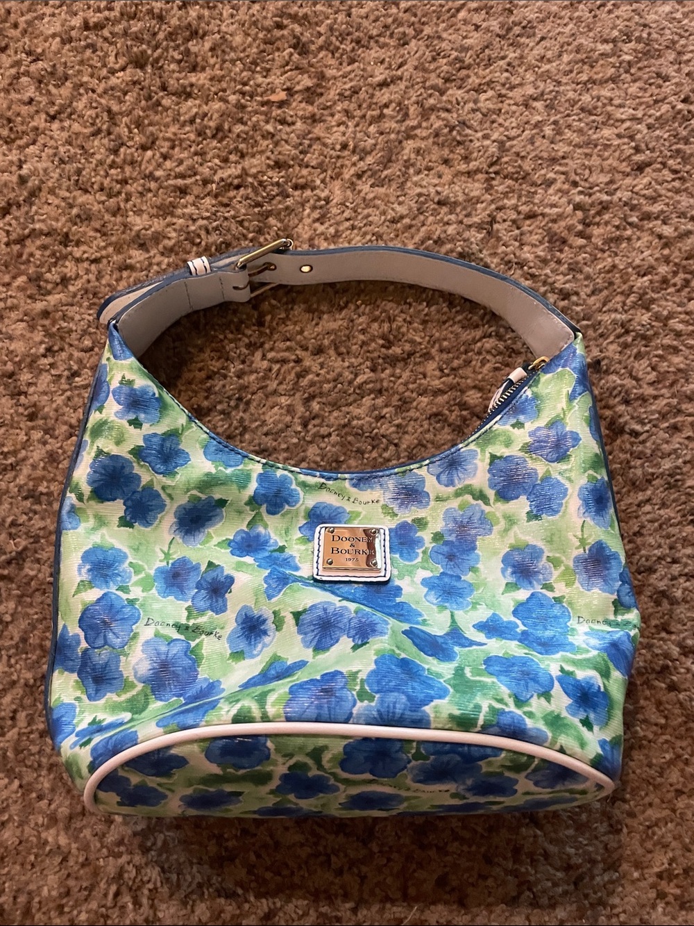 Dooney & Bourke Floral Print Green and Blue Small Purse
